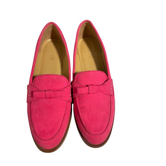 J. Crew pink bow foux suede loafers size 7 - Picture 1 of 8